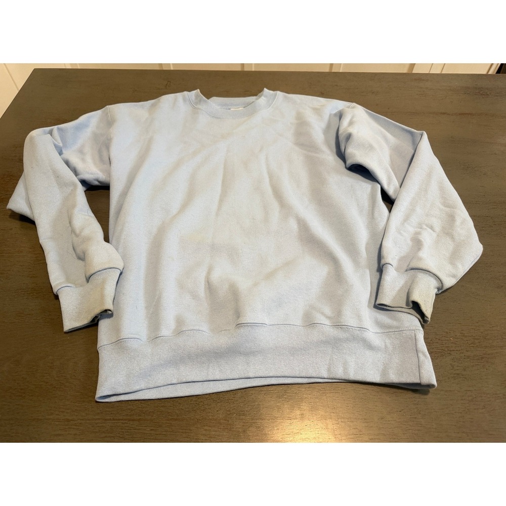 Hanes Ultimate Cotton Sweatshirt Light Blue Crewneck Fleece Pullover Small